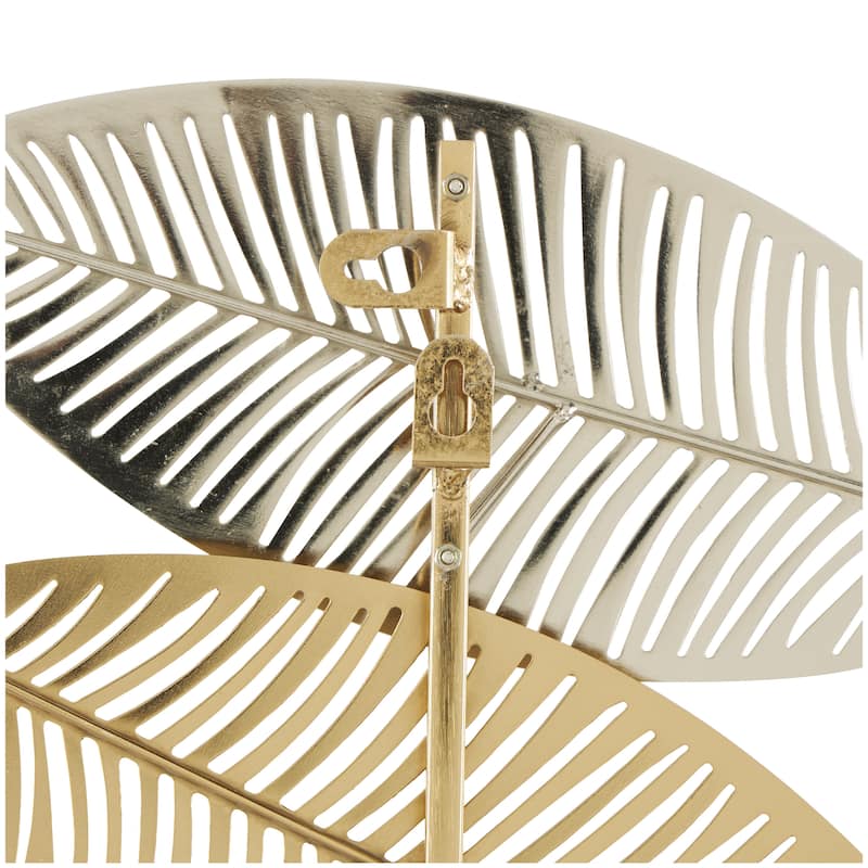 Metal Leaf Metallic Home Wall Decor with Silver Accents - Gold - Roche River Decor