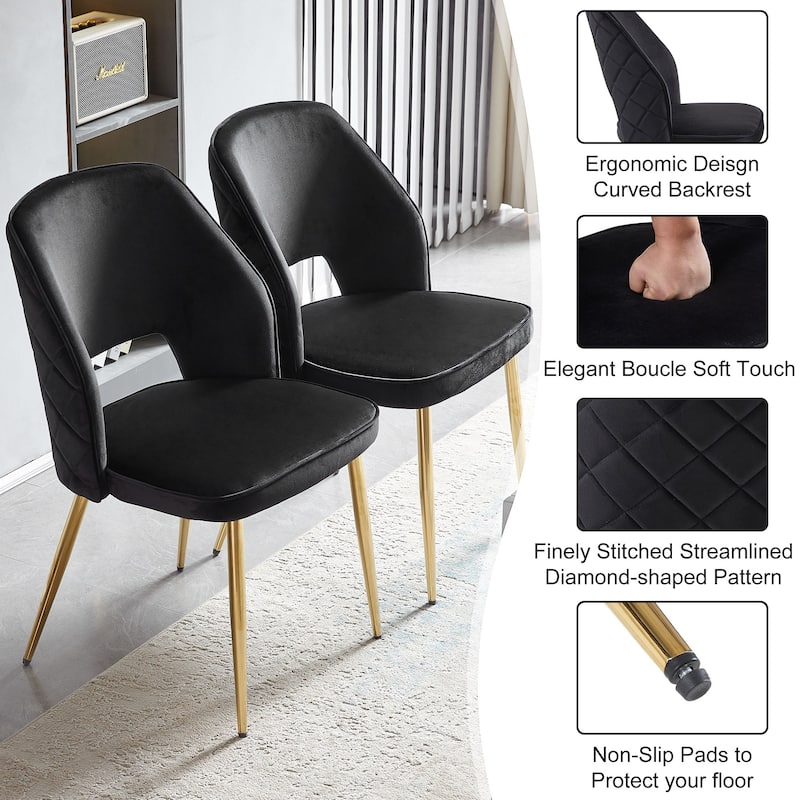 Velvet Dining Chairs with Metal Legs