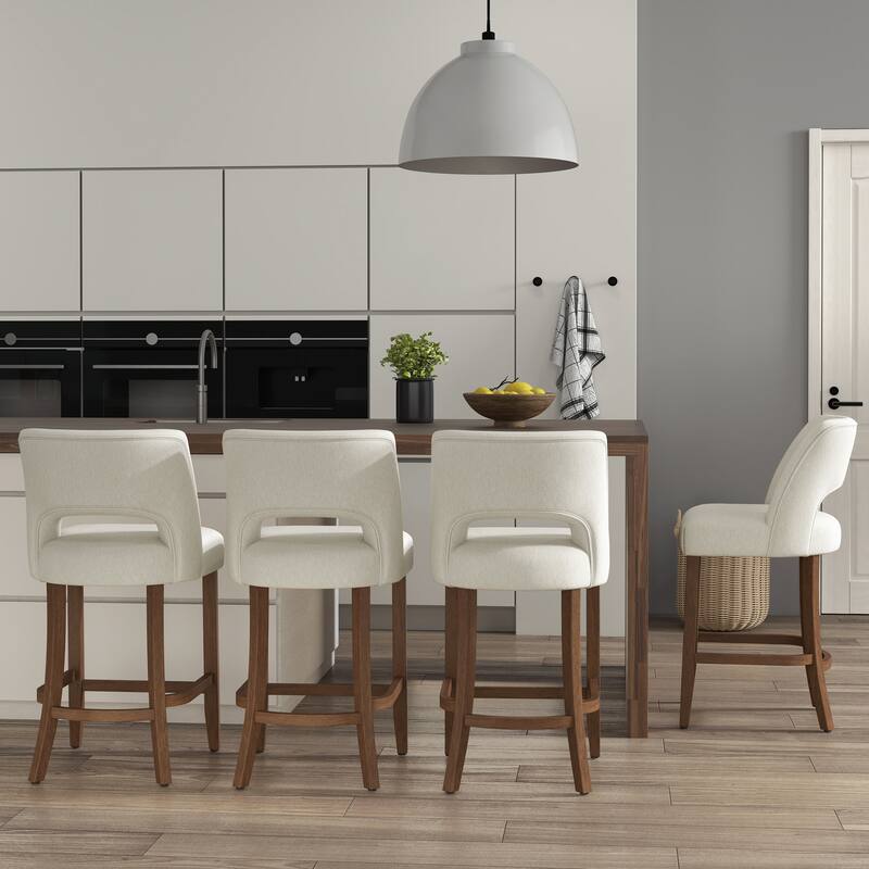 Set of 2/4/6,Upholstered Counter Height Bar Stools,Modern Counter Stools with Wood Legs for Kitchen Island Dining Room Bar