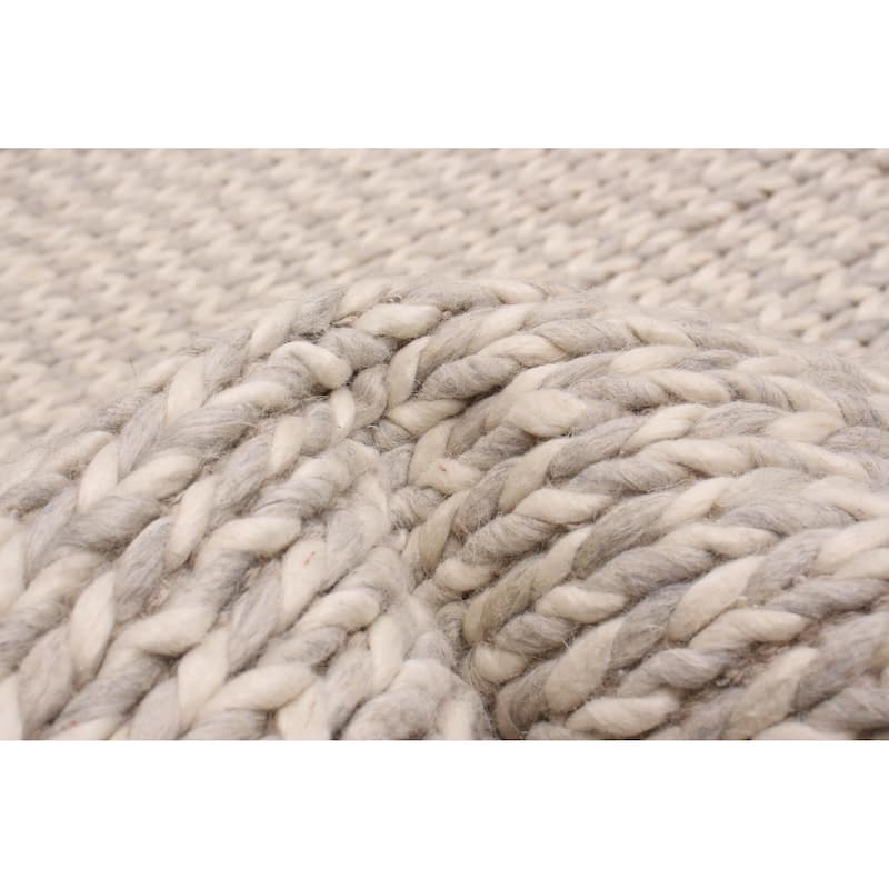 ECARPETGALLERY Braid weave Sienna Silver Wool Rug - 2'3 x 8'0
