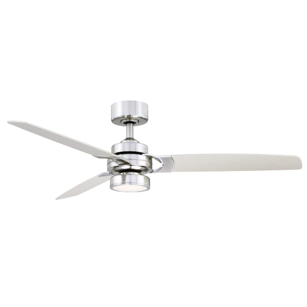 Fanimation Amped 52 inch Indoor Ceiling Fan with LED Light Kit and Remote - Brushed Nickel