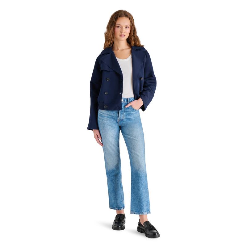 Steve Madden Maris Button Notched Collar Jacket - Marine - XL