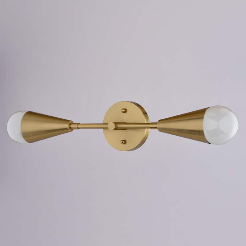 Zurich 2-Light 18 in. Modern Contemporary Bathroom Vanity Wall Fixture, Metal Cone Shade, Dimmable, LED Compatible