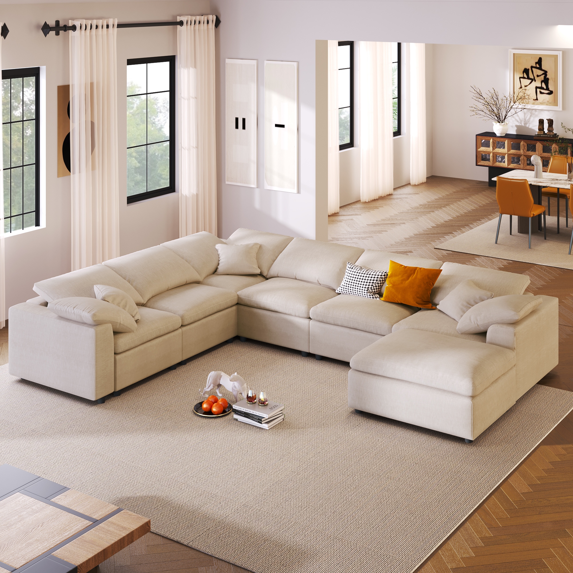 159 Oversized Modular Sectional Sofa with Ottoman Multi Functional L Shaped Corner Sectional Couches for Living Room Office