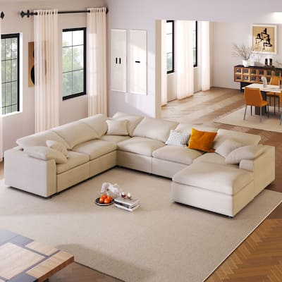 U_Style Oversized Modular Sectional Sofa with Ottoman L Shaped Corner Sectional for Living Room, Office, Spacious Space