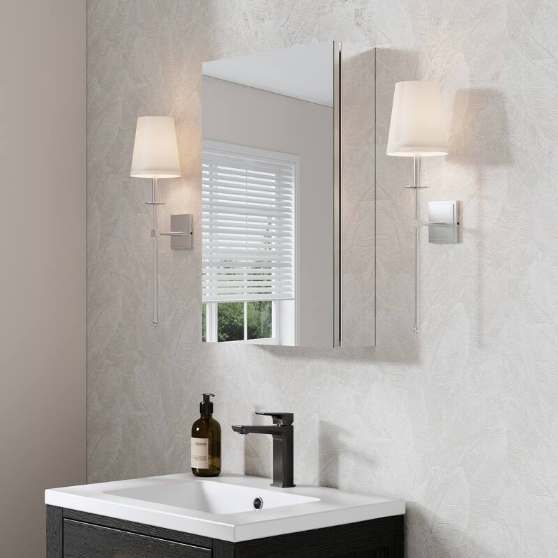 Recessed or Surface Wall Mount Bathroom Medicine Cabinet With Adjustable Glass Shelves