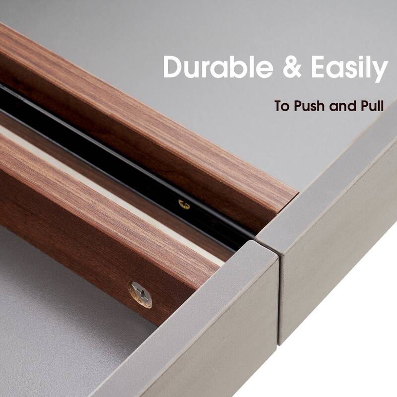 Ivinta Computer Desk with Drawers Storage Shelves, Modern Study Writing Table with Storage Cabinet for Home Office