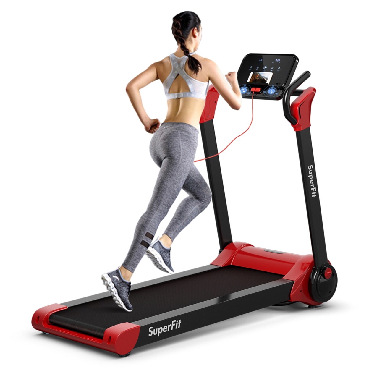 Gymax folding electric treadmill running fitness machine 800w outlet