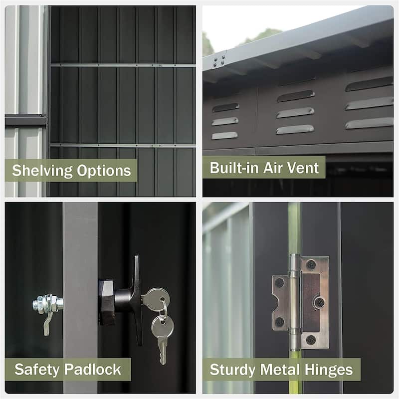 5 ft. W x 3 ft. D Metal Storage Shed with Double Door (16.24 sq. ft.)