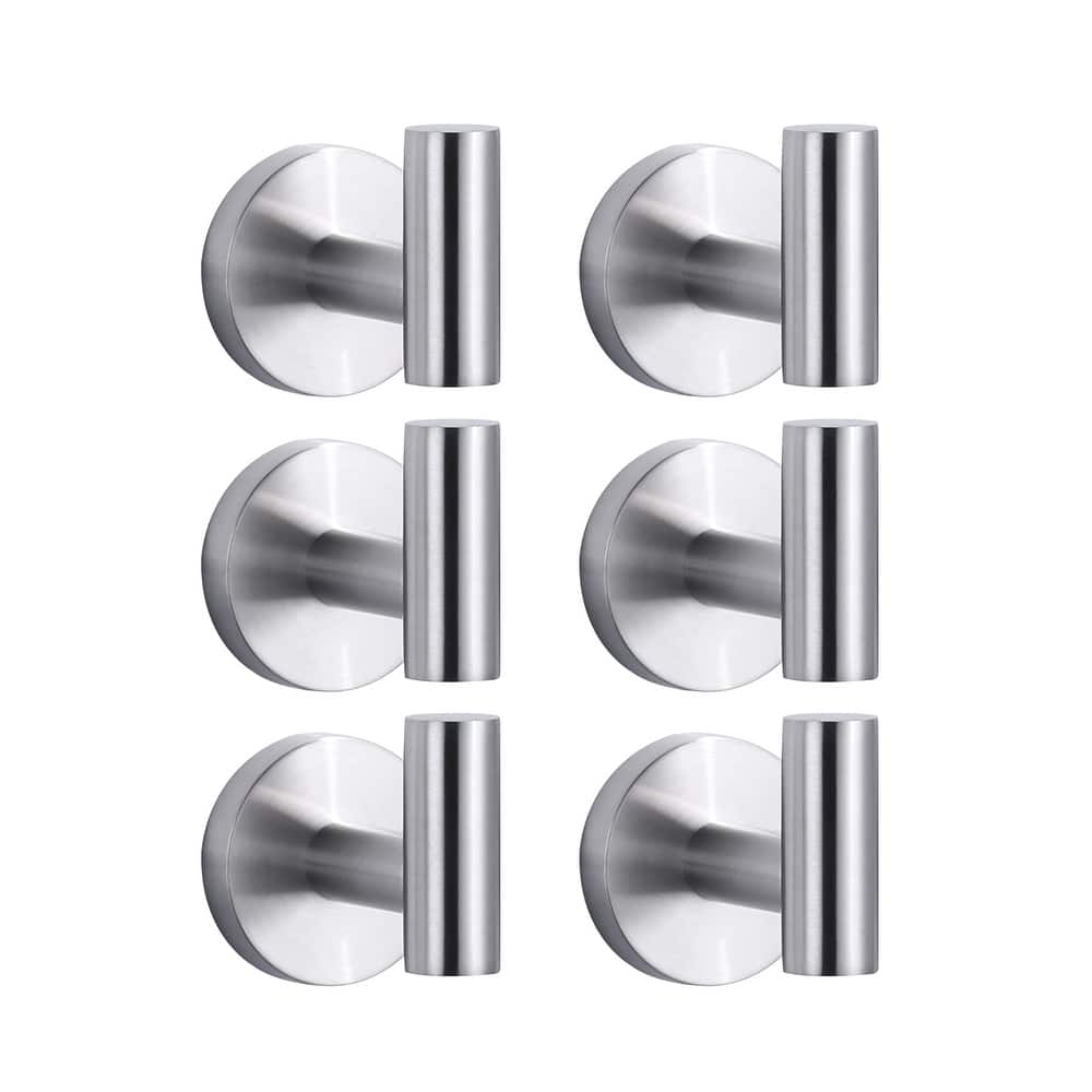 WOWOW Stainless Steel J-Hook Robe/Towel Hook 6-Pack