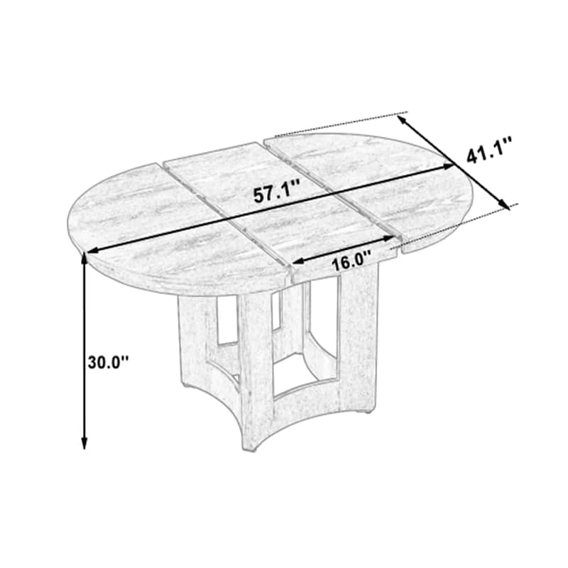 Roomfitters Extendable Oval Dining Table, Modern Wood Kitchen Table with Sculptural Pedestal Base, Seats 4-6