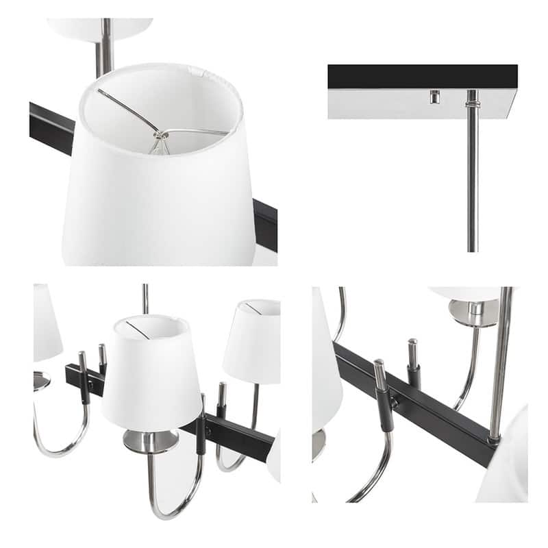 8-Light Chandelier, Wide Rectangular Drum Shaped Pendant Light for Dining Room