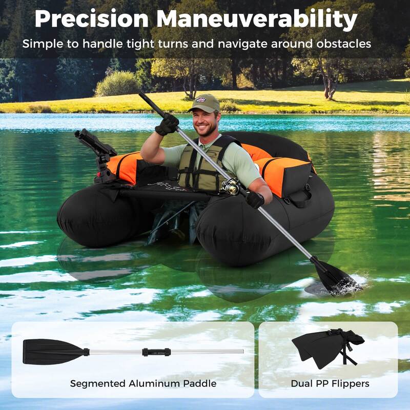 Costway Inflatable Float Tube with Adjustable Fishing Rod Holder Fish - See Details