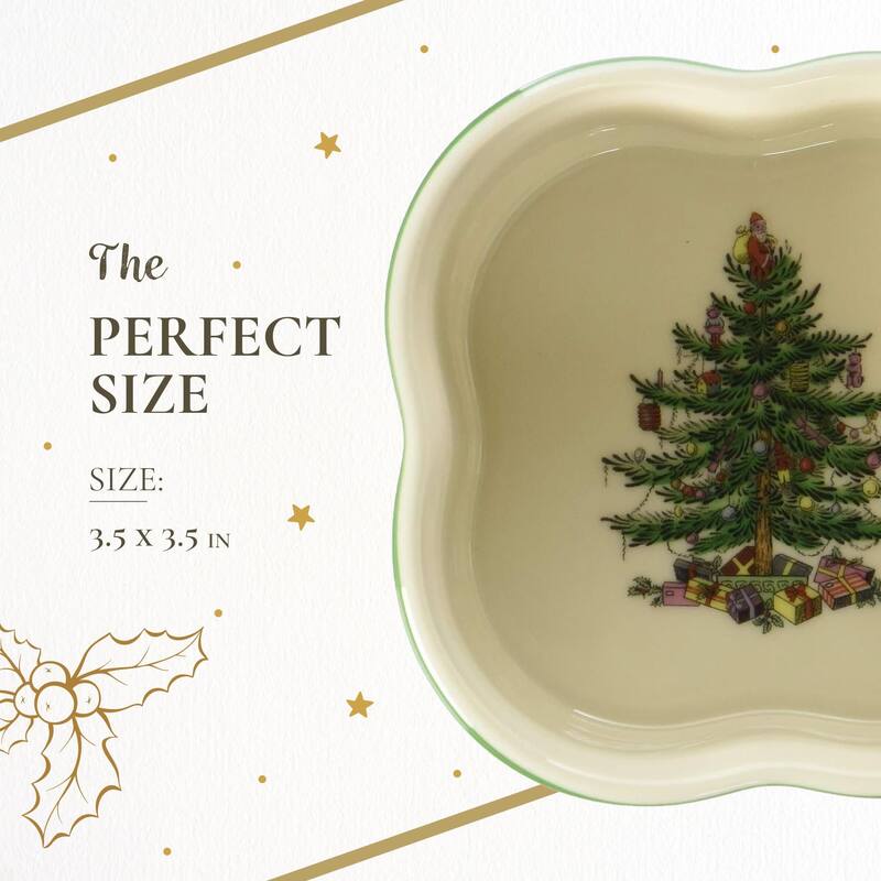 Spode Set of 2 Christmas Tree Square Scalloped Ramekins