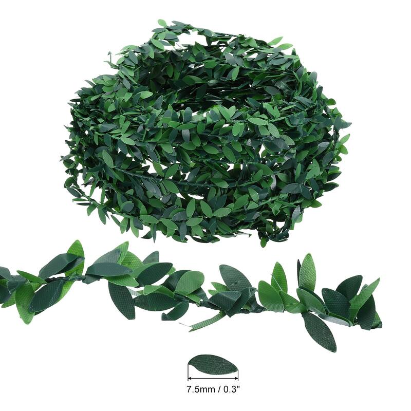 8.2 Yards Artificial Vines, Artificial Garland Leaf Ribbon Fake Leaves - Green