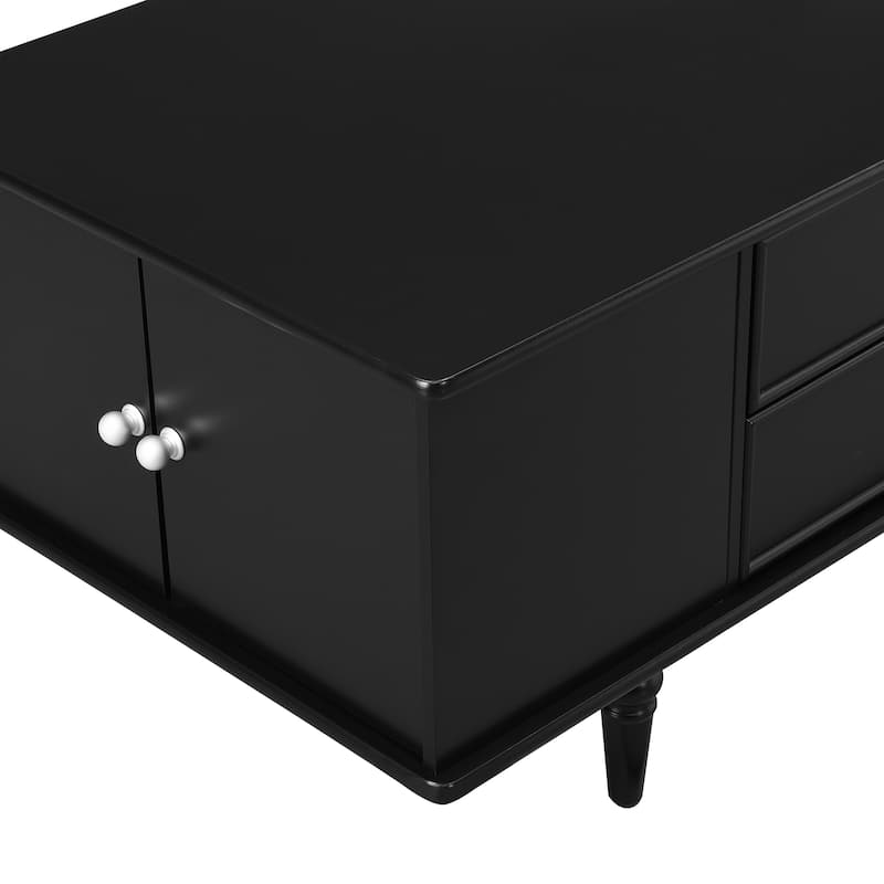 Wood Storage Coffee Table with 4 Drawers, Hidden Storage Compartments