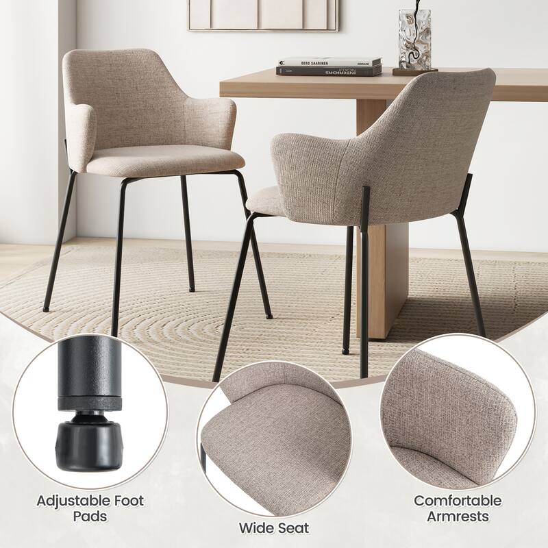 Gymax 4 PCS Dining Chairs Set of 2 w/ Curved Backrest Wide Seat &