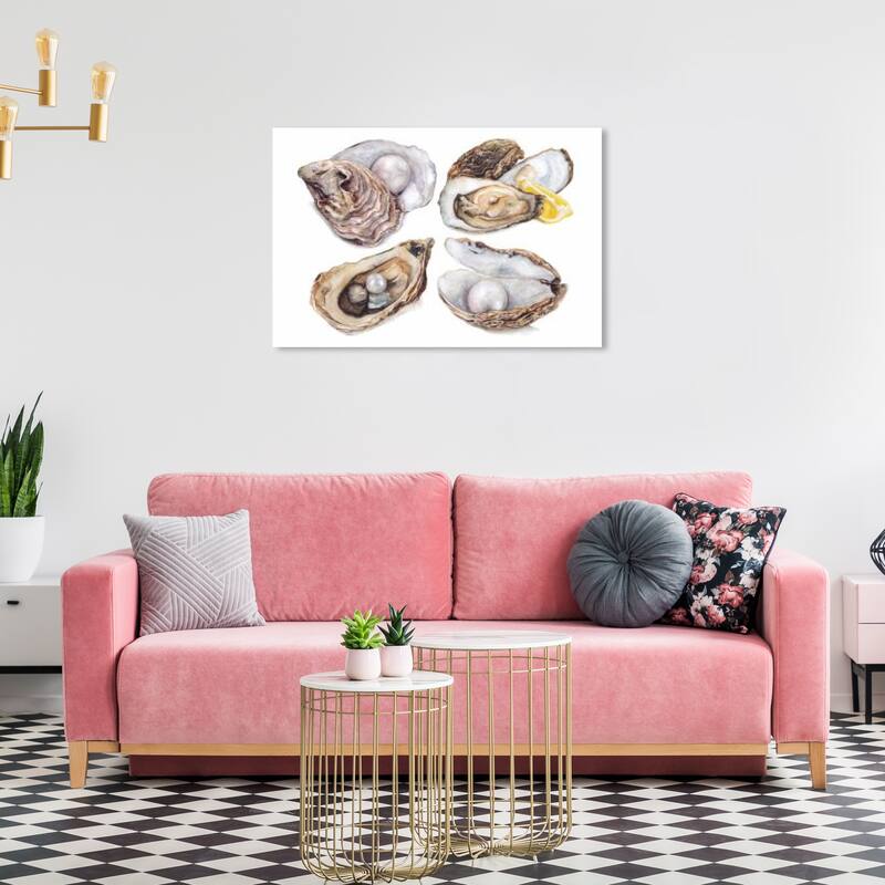 Wynwood Studio Prints Food and Cuisine Oysters Collection White and Glam Wall Art Canvas Print - 24 x 36
