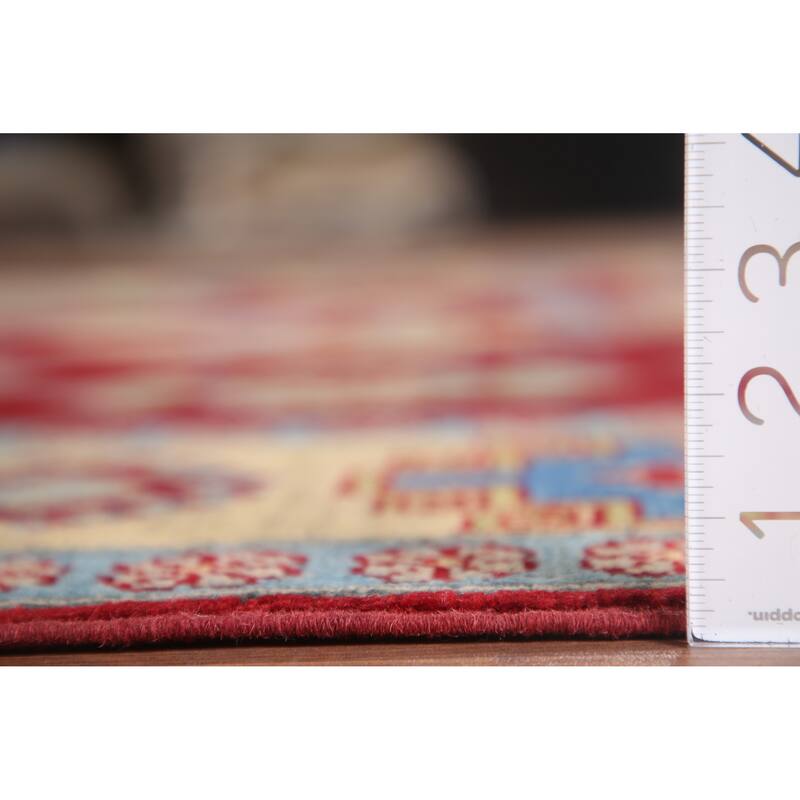 Hand Knotted Oriental 100% Wool Carpet Traditional Geometric Red Kazak Area Rug - 9' 8'' X 6' 7''