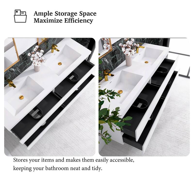 Floating Bathroom Vanity with Integrated Resin Top