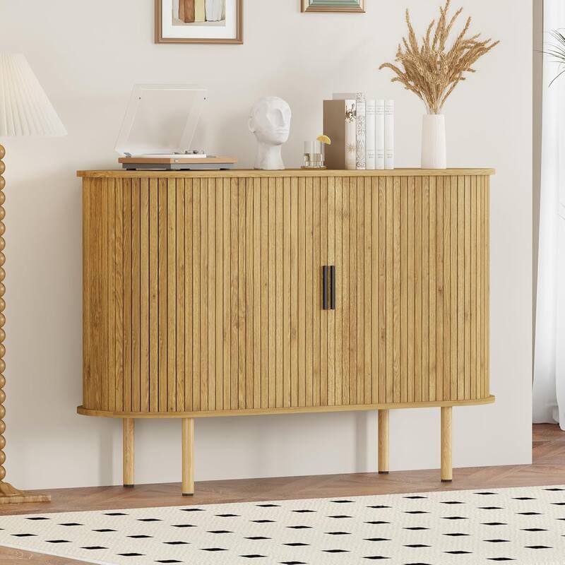 47" Mid-Century Modern Sideboard Buffet Cabinet with Adjustable Shelves, Accent Storage Cabinet