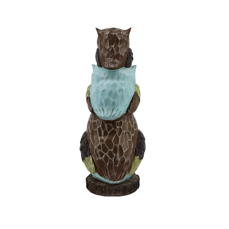 Stacked Owls Outdoor Garden Statue - 30.25"