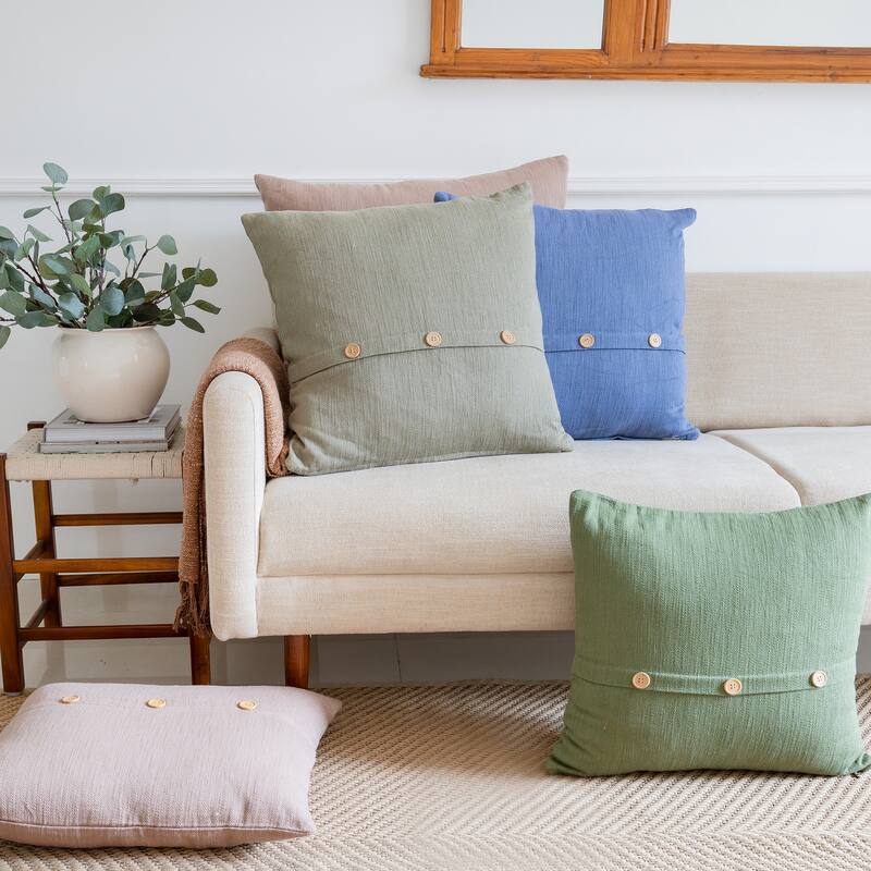 Sevita Hampton Buttoned Cotton Throw Pillow