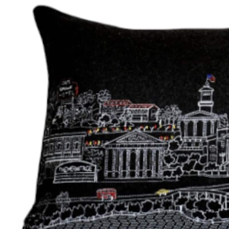 HomeRoots 35" Black Nashville Nighttime Skyline Lumbar Decorative Pillow
