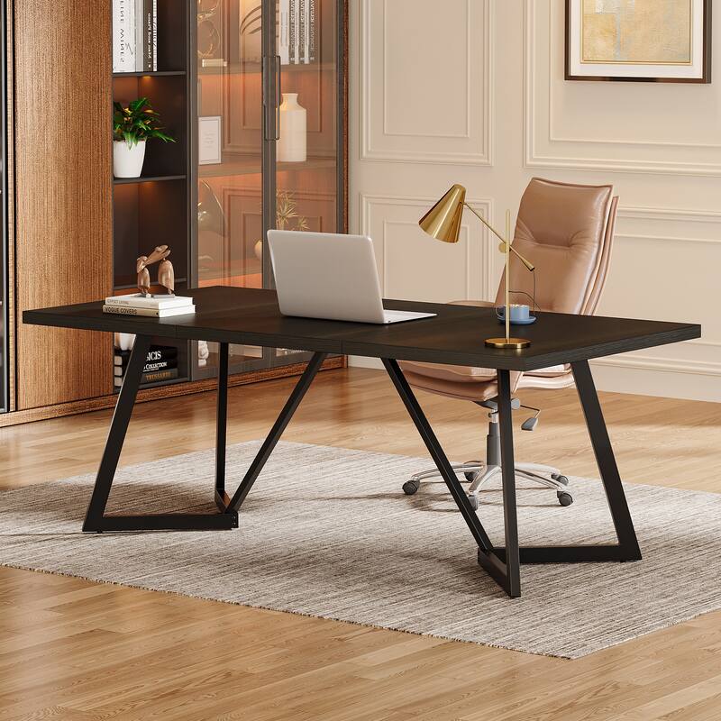 71-Inch Black Home Office Computer Desk Study Writing Table - Black