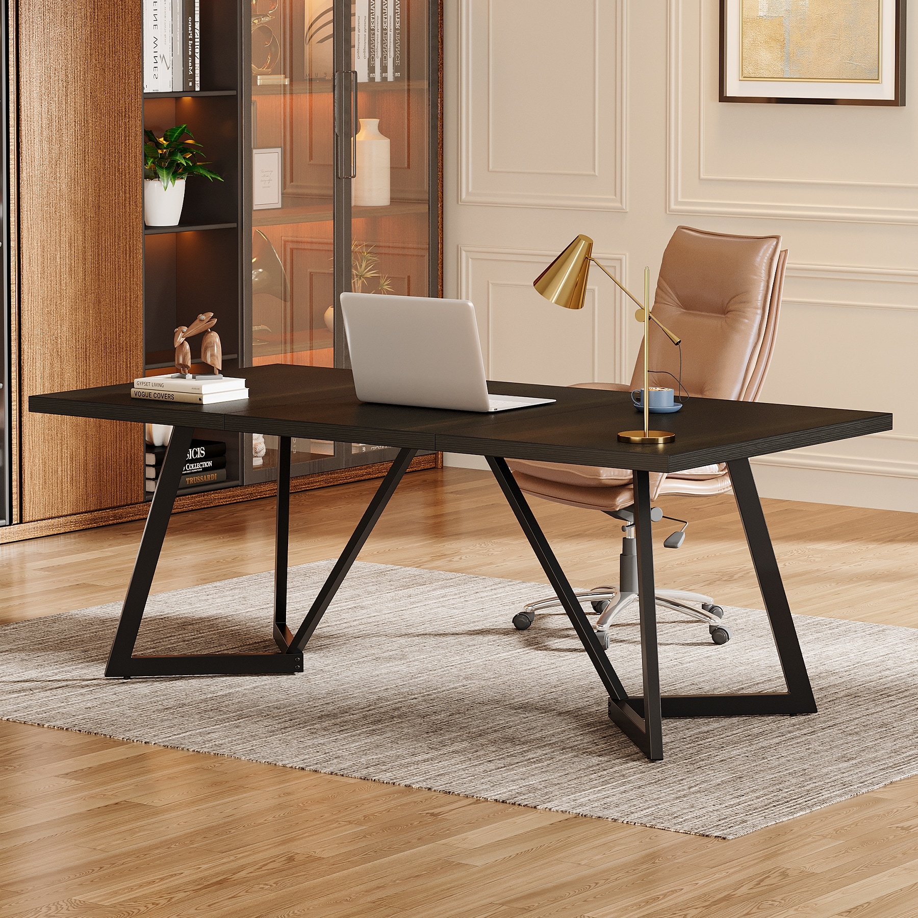 71-Inch Black Home Office Computer Desk Study Writing Table