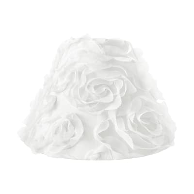 White Floral Rose Lamp Shade - Solid Flower Luxurious Elegant Princess Vintage Boho Shabby Chic Luxury Glam High End Roses
