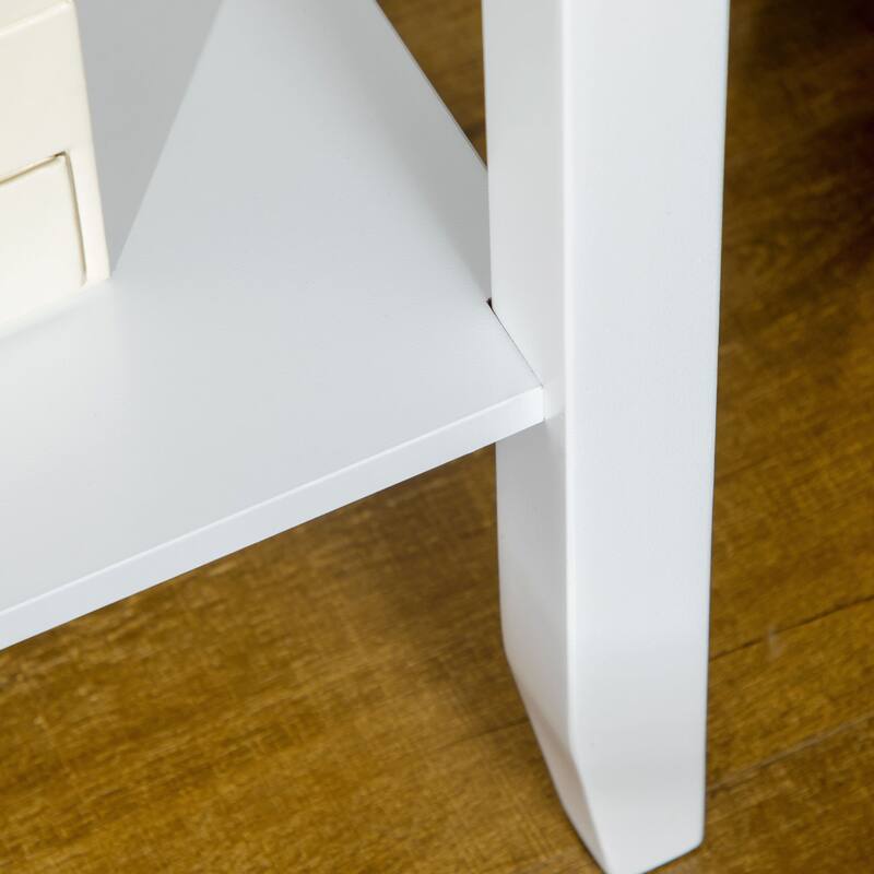2-tier Modern Side Table with Drawer and Bottom Shelf