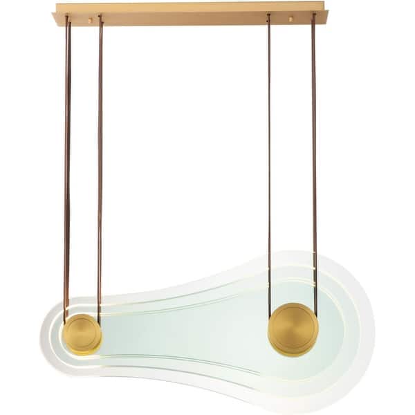 slide 2 of 11, Studio M SM24402 Stratum 32" Wide LED Abstract Linear Pendant by Nina Natural Aged Brass