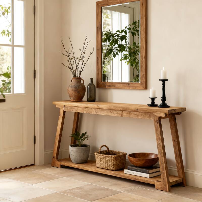 63-Inch Long Solid Wood Console Table For Living Room