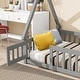 preview thumbnail 4 of 5, Twin Tent-shaped Floor Bed, with Guardrails, Slats, Door ,Grey
