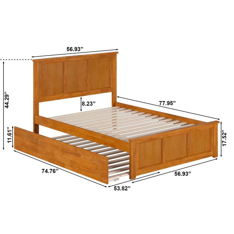 AFI Madison Full Size Platform Bed with Matching Footboard & Full Trundle