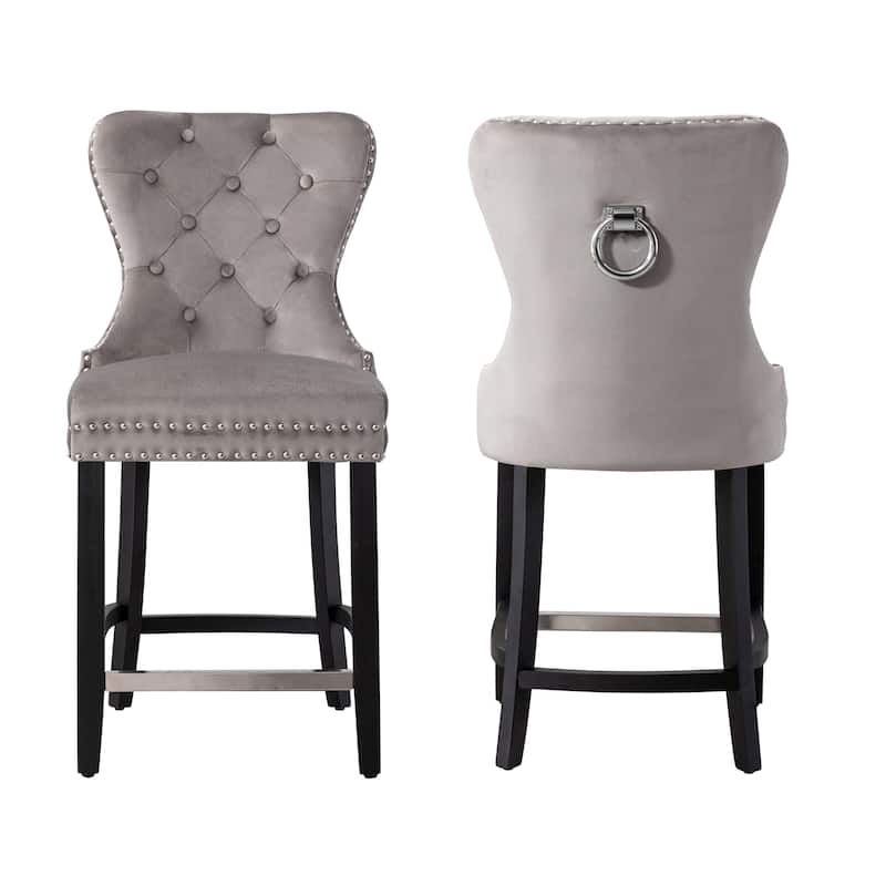 Carter 24" Wingback Tufted Nailhead Counter Stool (Set of 2)