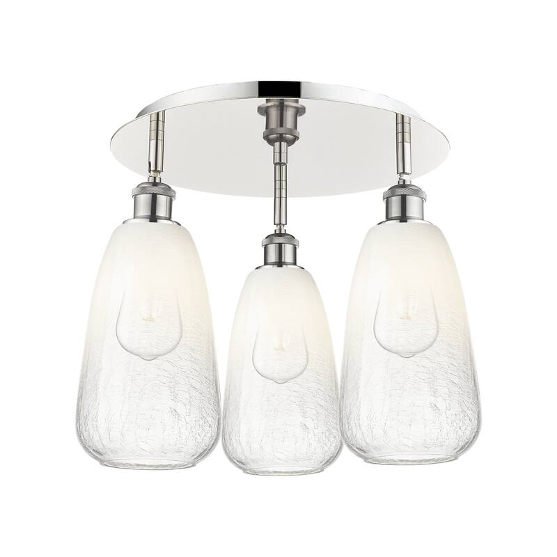 Innovations Lighting Endless Possibilities Ballston - Brookhaven Almond - 3 Light 18" Flush Mount - Polished Nickel/Opal