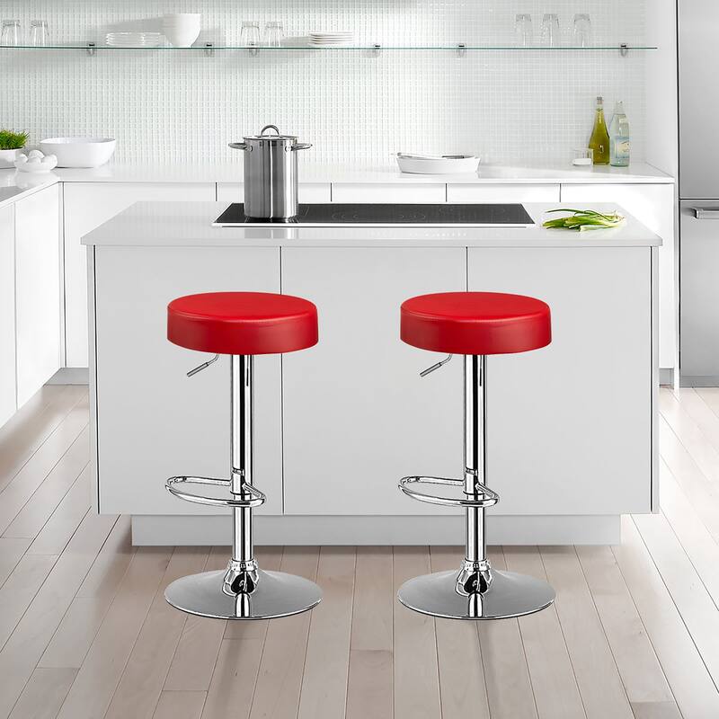 Costway Set of 2 Round Bar Stool Adjustable Swivel Pub Chair w/