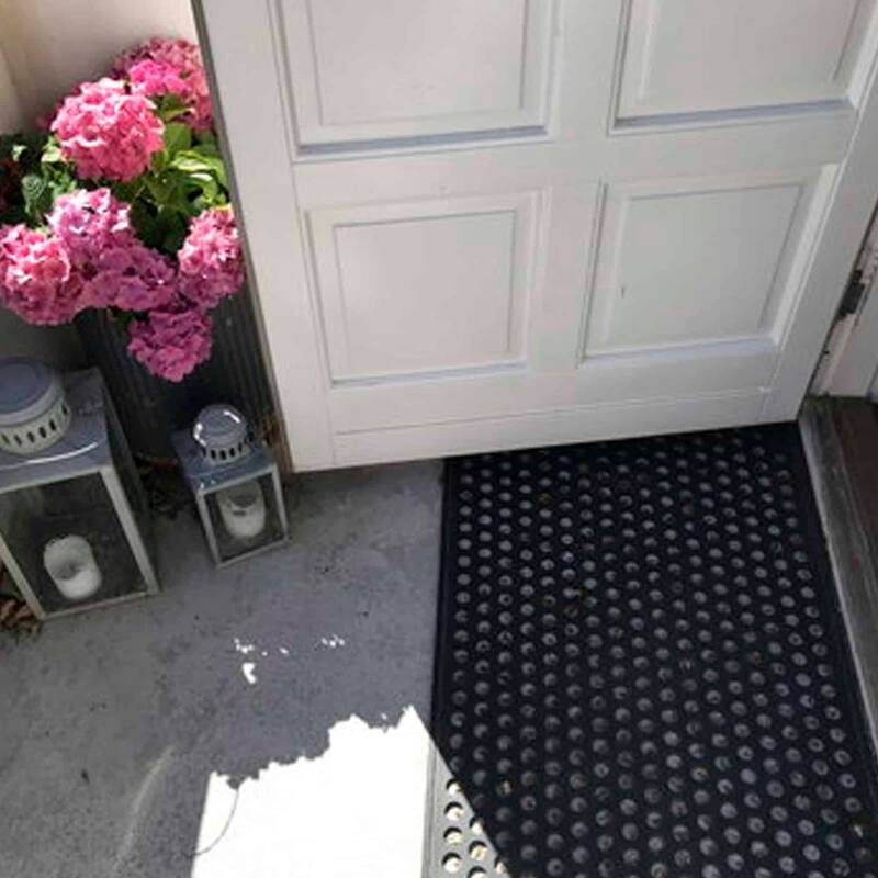 Outdoor Mat Harold Railing Rubber Rug 24x16 Inch Black
