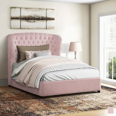 Fittonia Chenille Upholstered Panel Bed, Queen