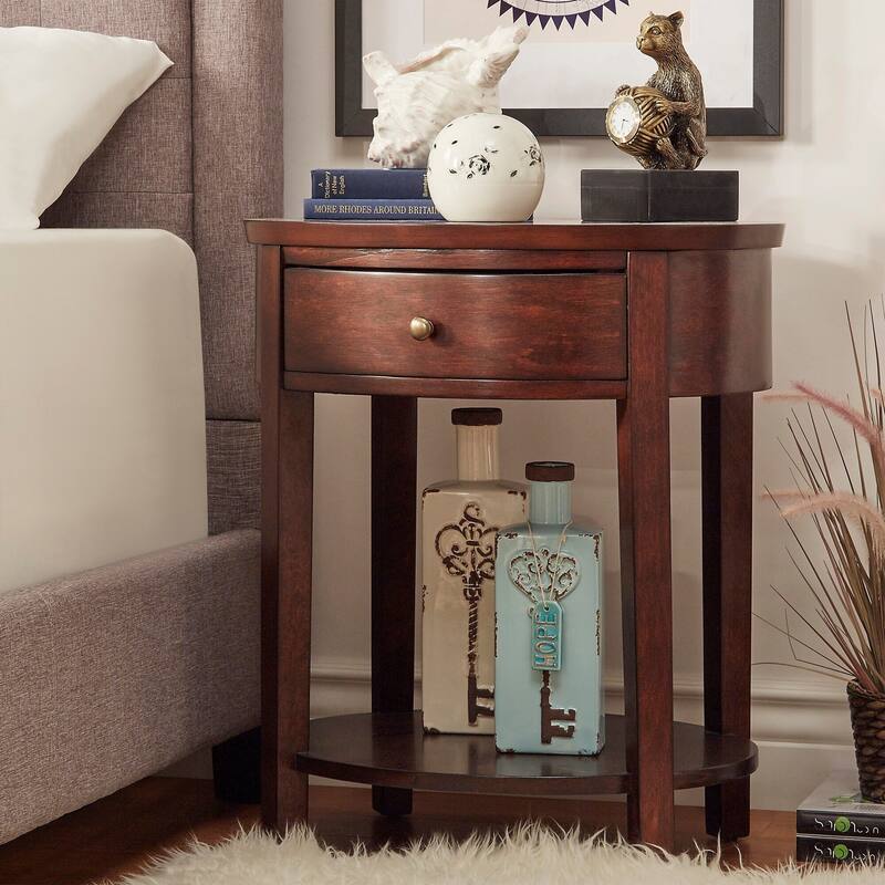 Fillmore 1-Drawer Oval Wood Shelf Accent End Table by iNSPIRE Q Modern