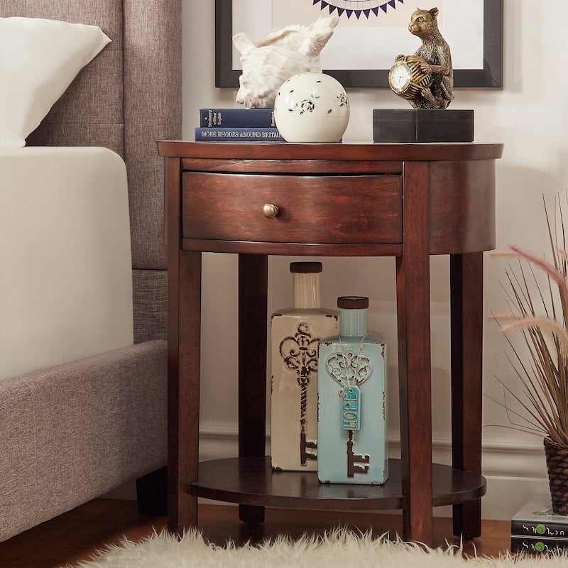 Fillmore 1-Drawer Oval Wood Shelf Accent End Table by iNSPIRE Q Modern