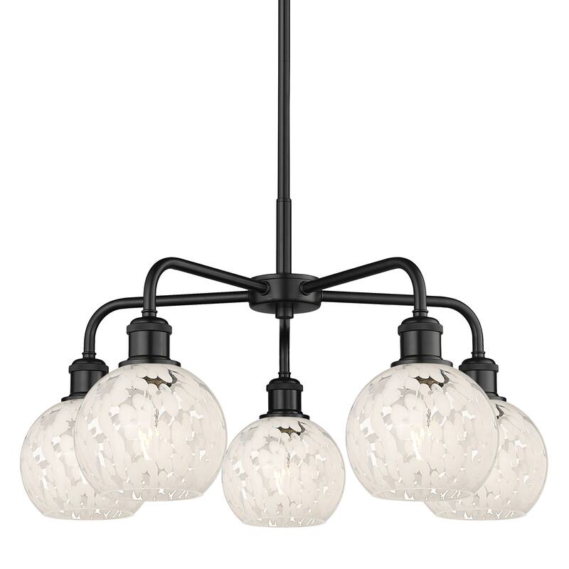 Innovations Lighting 516-5C-14-24-White Mouchette-Indoor Chandelier - Matte Black / White Mouchette