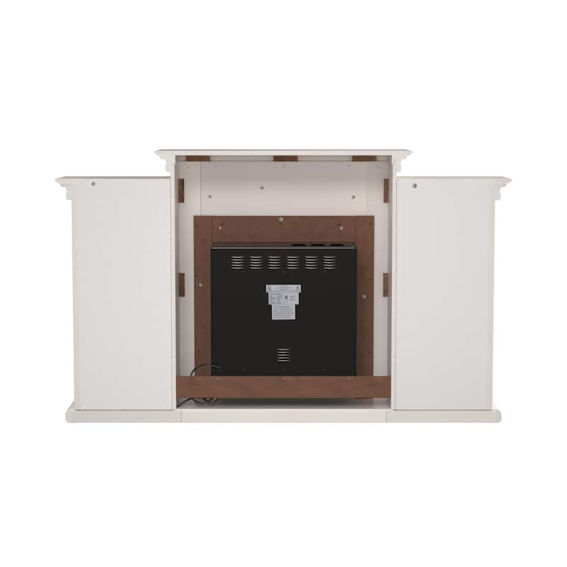 SEI Furniture Electric Fireplace 70-inch Mantel with Bookcase Storage, Ivory