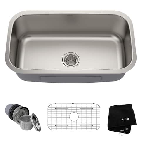 KRAUS Premier Stainless Steel 31 1/2 inch Undermount Kitchen Sink