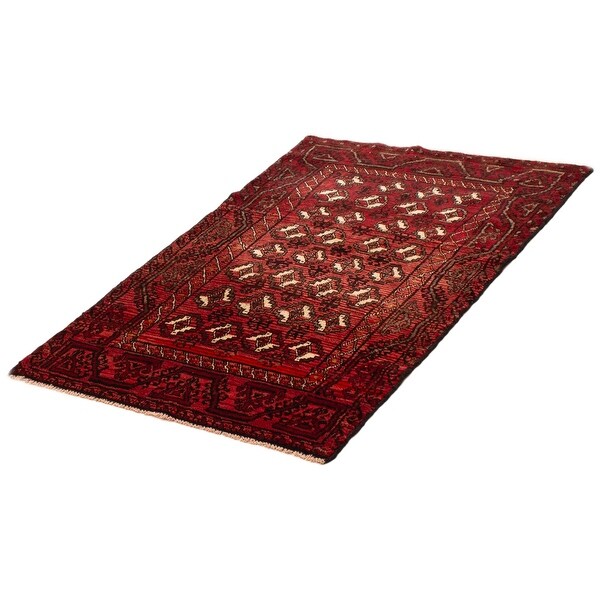 ECARPETGALLERY Hand-knotted Baluch Red Wool Rug - 3'8 x 5'9