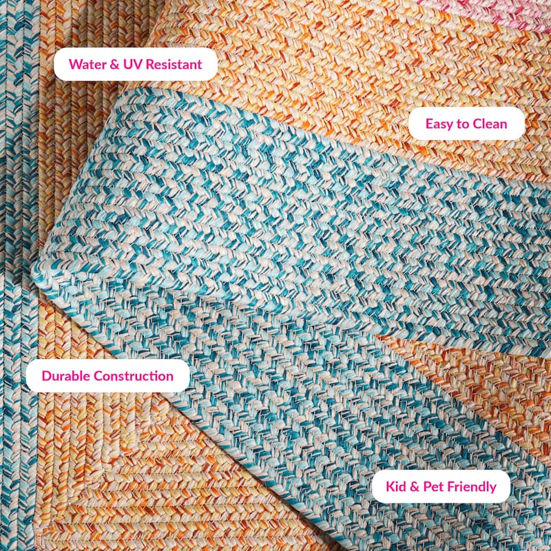 SAFAVIEH Handmade Braided Ecenur Indoor/Outdoor Machine Washable Rug - 2' x 3' - Aqua/Pink