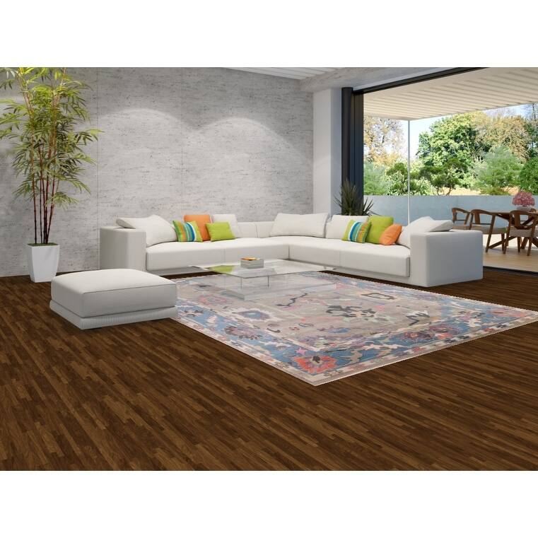 Colorful Oushak Oriental Rug Hand-Knotted Transitional Wool Carpet - 8'9" X 11'9"
