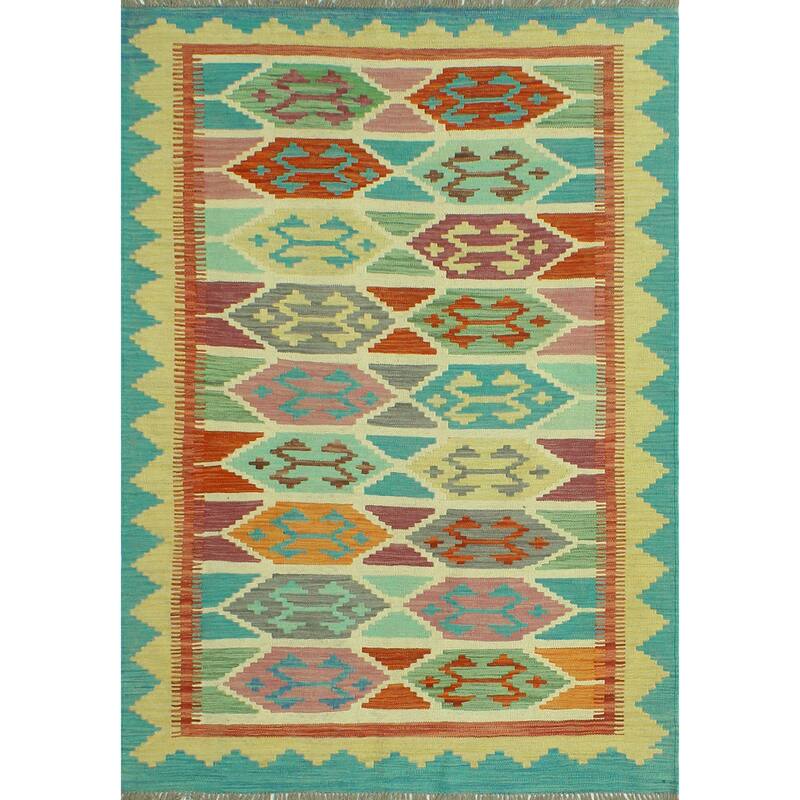 Sangat Flatweave Alicia Ivory/Gold Rug - 4'3" x 6'0"